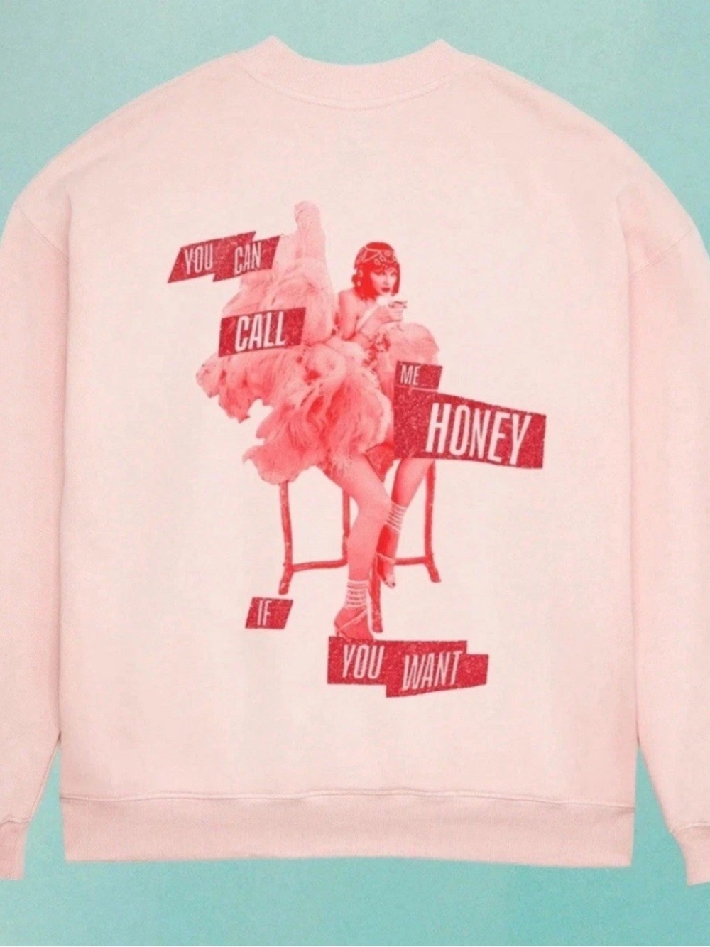 Taylor Swift Honey Crewneck Sweatshirt with Red Chest Text - Picture 2 of 5